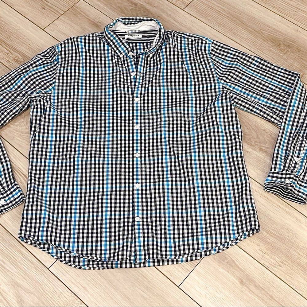 Express Blue Button-Up Shirt Men’s XXL